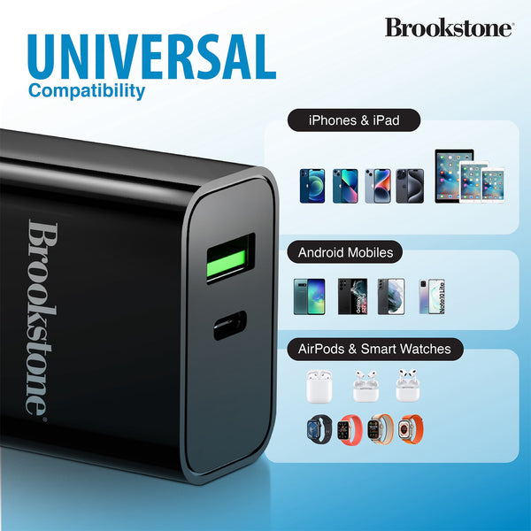 Brookstone Dual Port Fast Charging Adapter with 1 USB Type C 1