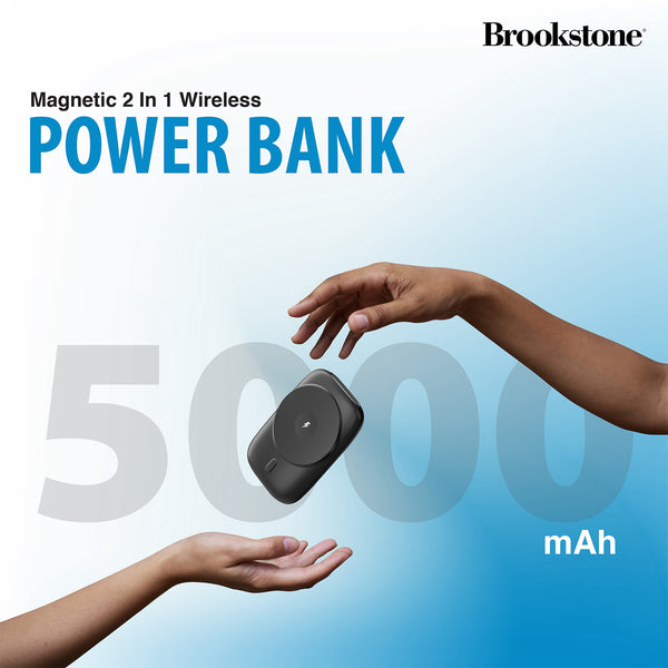 Brookstone Magnetic Charging Wireless Power Bank With Stand 5000mAh