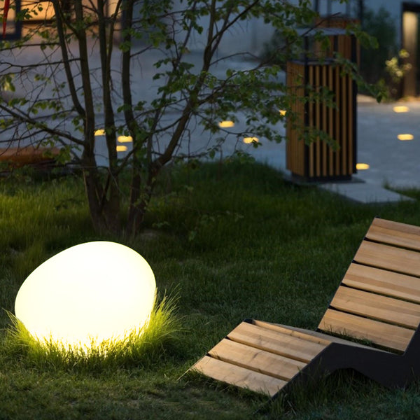 Solar Power Cobblestone Outdoor Lights Brookstone