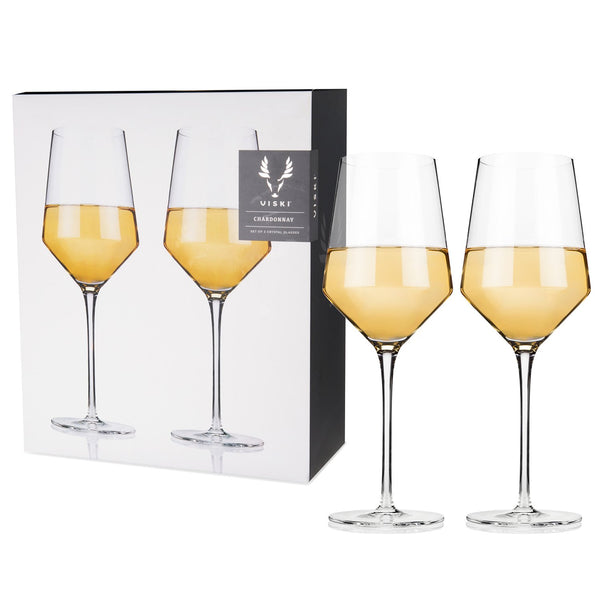 Angled Crystal Chardonnay Glasses by Viski Brookstone