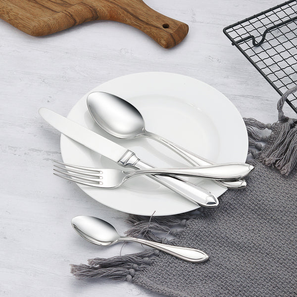 Minimal Stainless Steel Flatware Set of 20 Brookstone