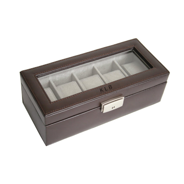 Royce Personalized 5 Slot Watch Box Brookstone