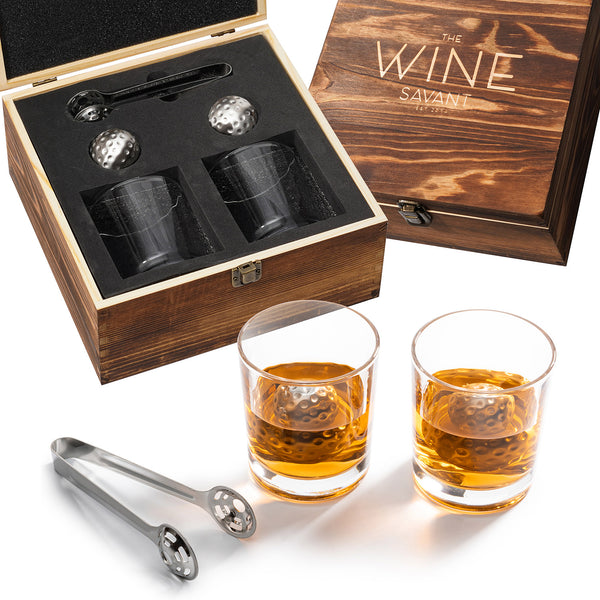 Luxurious Golf Whiskey Bar Gift Set Brookstone