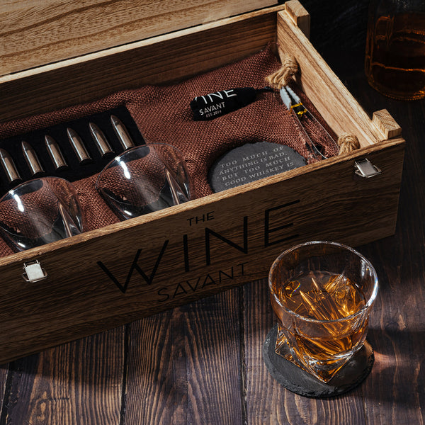 Luxurious Bar Gift Set - 2 Whiskey Glasses + 10 Bullets Chilling Stain –  The Wine Savant