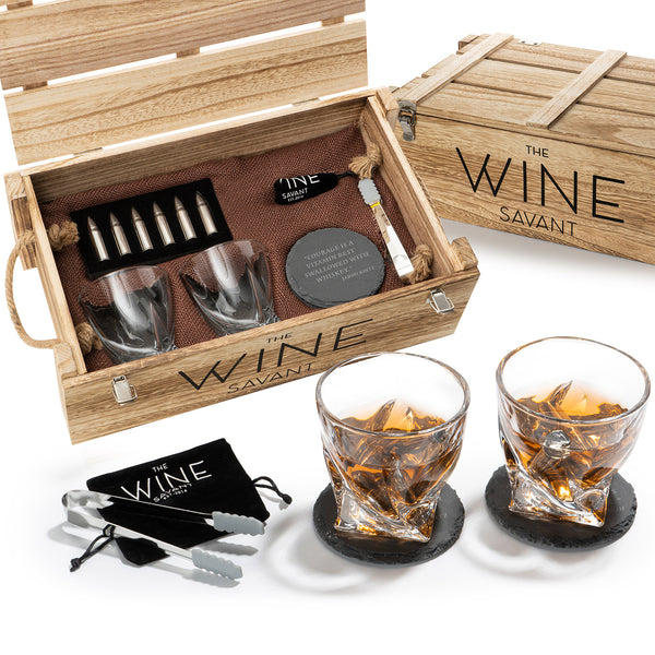 The Wine Savant Luxurious Bar Gift Set - Golf Whiskey Glasses