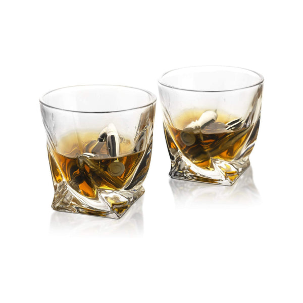 Buy Old Fashioned Whiskey Glass Set of 2, Premium Crystal Twisted