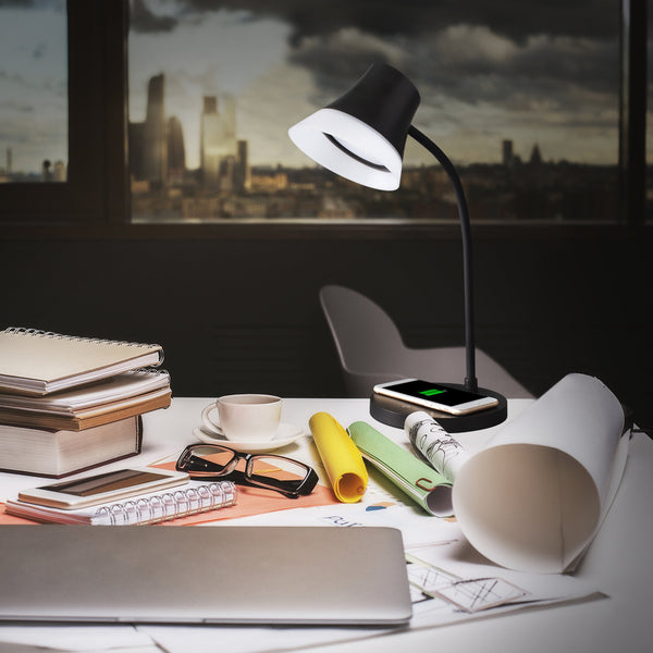 Shine LED Desk Lamp With Wireless Charging Base Brookstone