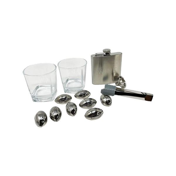 Whiskey Glasses And Football Chilling Stones Gift Set Brookstone