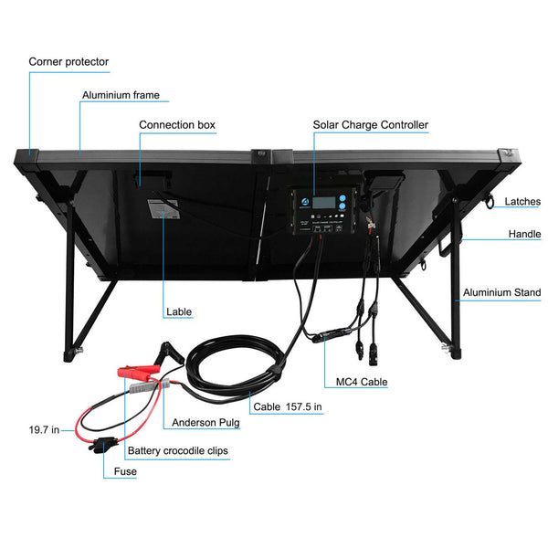 PTK100W Portable Solar Panel kit Foldable 2X 50w Mono Suitcase