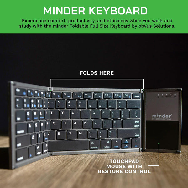 Minder Portable Folding Bluetooth Keyboard Brookstone