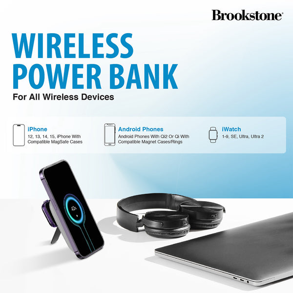 Brookstone Magnetic Charging Wireless Power Bank With Stand 5000mAh