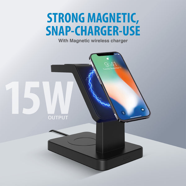 Brookstone 3 in 1 Wireless Charging Station Compatible with MagSafe Ch