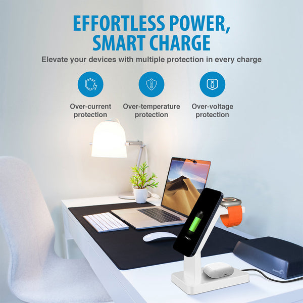 Brookstone 3 in 1 Wireless Charging Station Compatible with MagSafe Ch