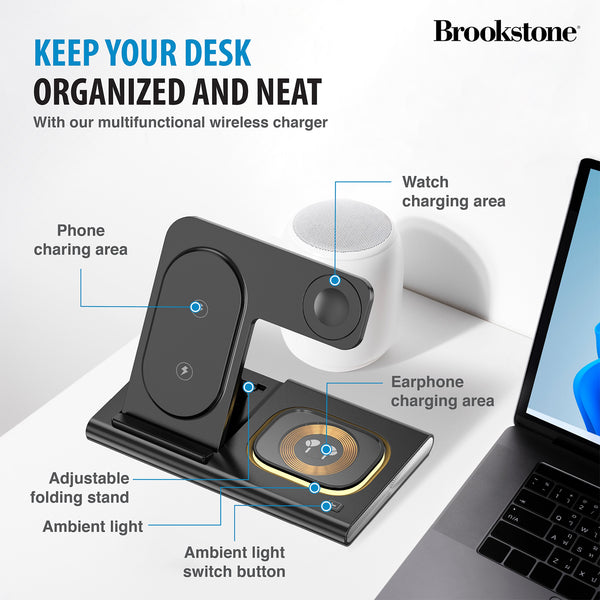 Brookstone 3 in 1 Wireless Charging Station for Apple iPhone