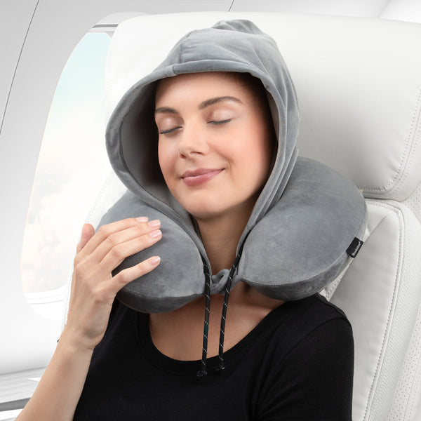 Brookstone Hooded Travel Neck Pillow with Hood