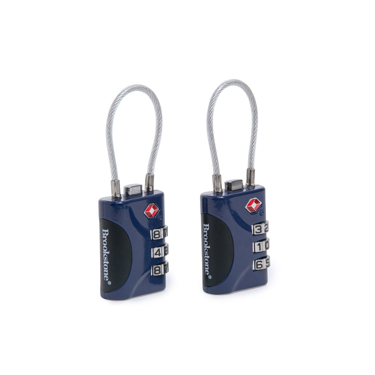 Brookstone Cable Lock 2 Pack TSA Approved 3 Digit Keyless Luggage Tr