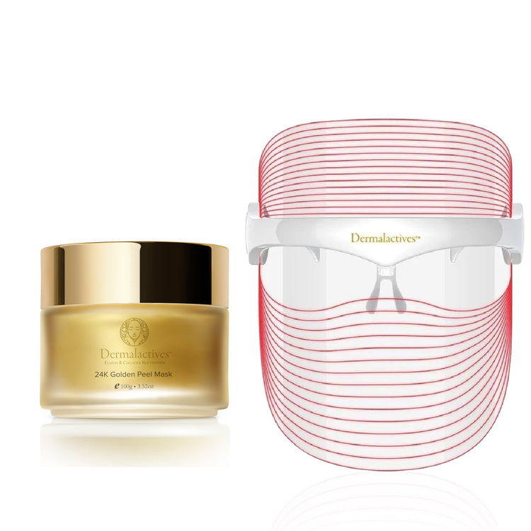 Dermalactives 7 in 1 Light Therapy LED Mask  + 24K Gold Peel Mask 2 Piece Set