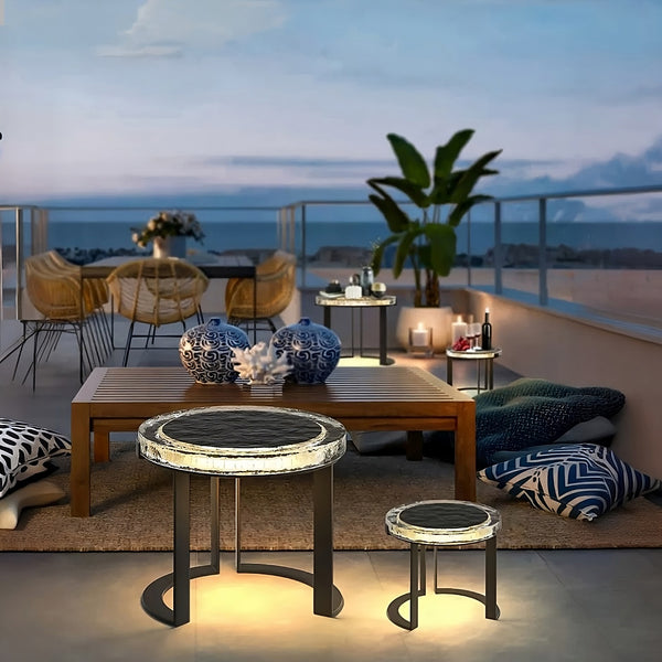 Outdoor Solar Powered LED Garden Table