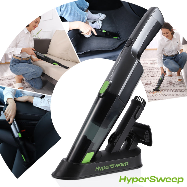 HyperSweep Handheld Cordless Vacuum Cleaner - 12V High Power Car Vacuum with Attachments