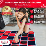 2-in-1 Vintage Giant Checkers & Tic Tac Toe Game