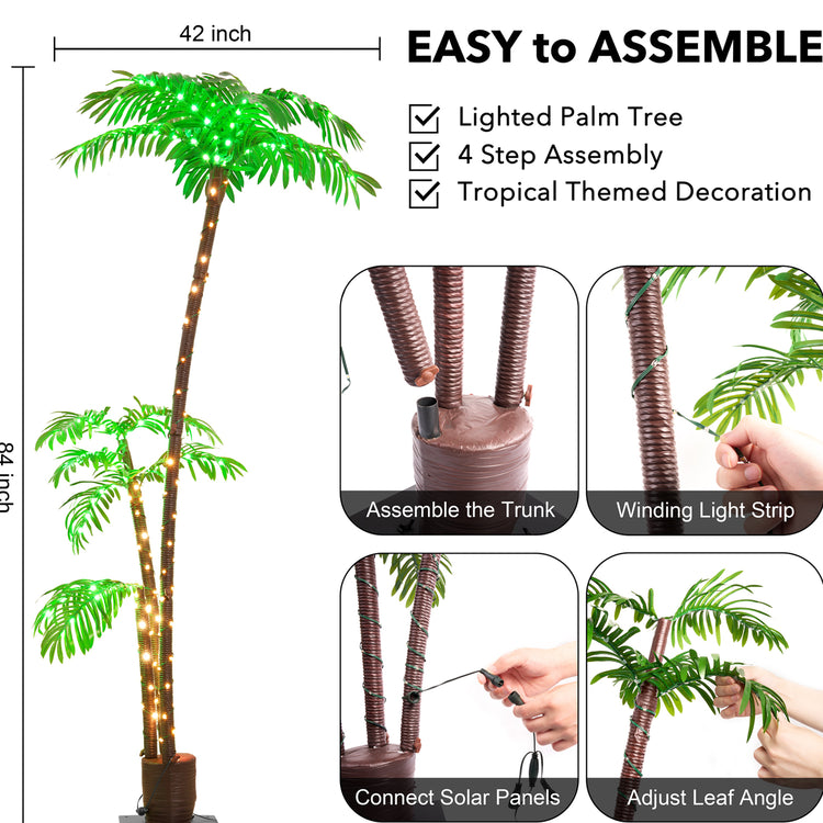 Solar-powered 7ft Lighted Palm Tree for Outdoor Decor