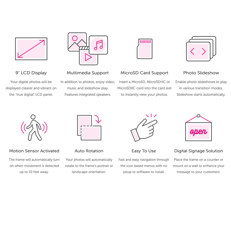 9" Digital Photo Frame with Motion Sensor & 16GB Memory