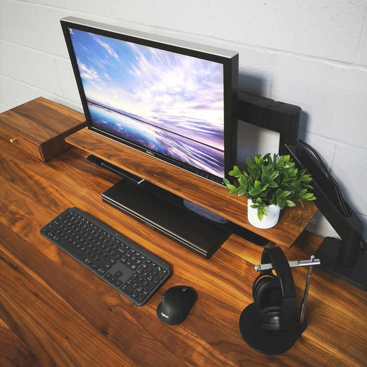 Solid Walnut Monitor Stand Desk Riser