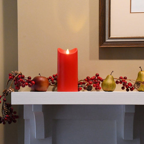 Moving Flame LED Red Pillar Candle Brookstone