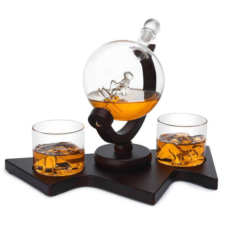 Ski Wine and Whiskey Decanter Set