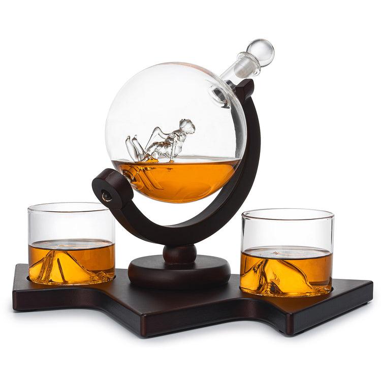 Ski Wine and Whiskey Decanter Set