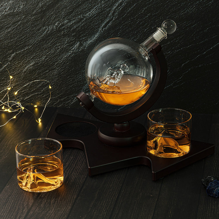 Ski Wine and Whiskey Decanter Set