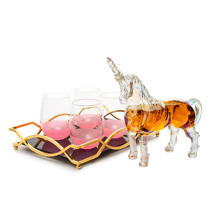 Iridescent Unicorn Wine Whiskey Decanter Set