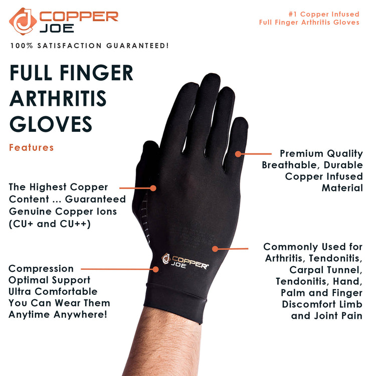 Copper Joe Full Finger Compression Arthritis Gloves