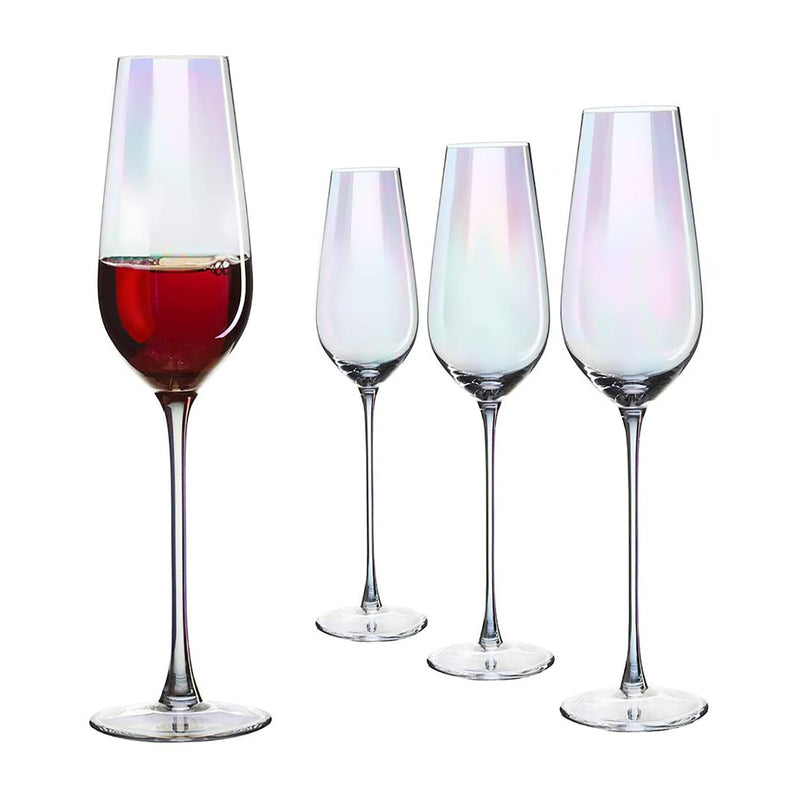 Iridescent Luster Large Radiance Wine Glasses In An Elegant Gift Box