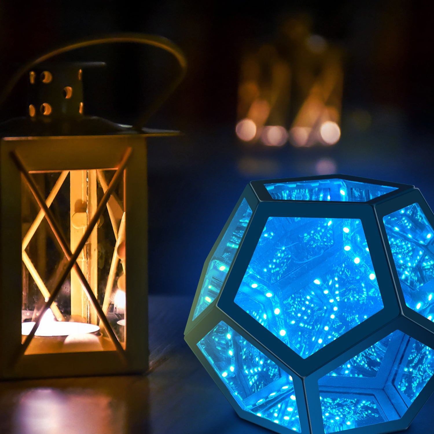 Dodecahedron Infinity Table Lamp | Brookstone