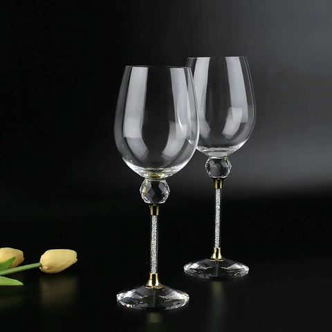 Crystal Ball Diamond Filled Wine Glasses 8 Ounces Brookstone