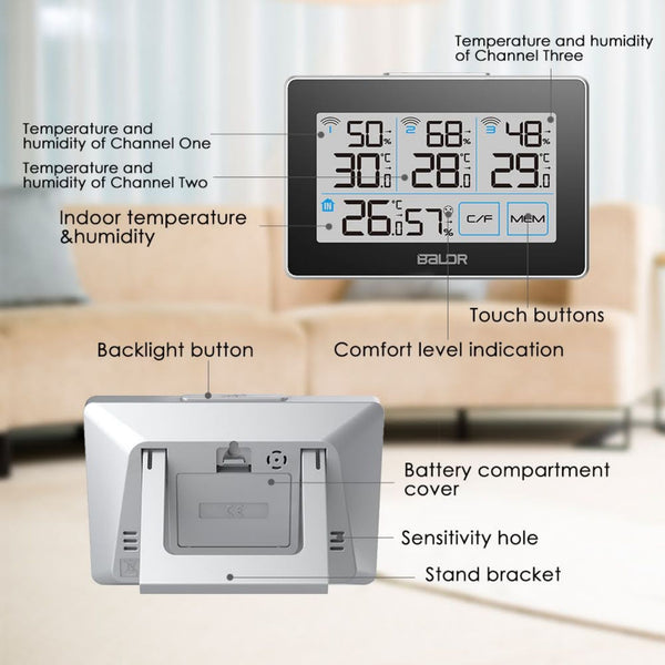 BALDR Indoor Outdoor Wireless Weather Station With 3 Sensors