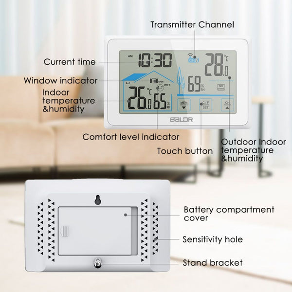 BALDR Indoor Outdoor Wireless Touchscreen Thermometer Brookstone