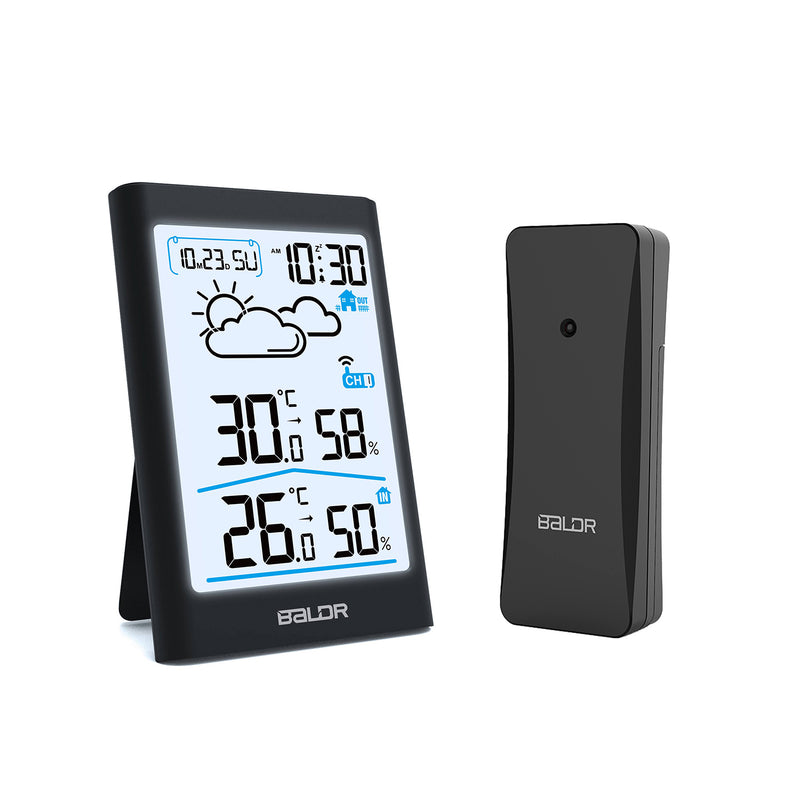 Digital Indoor Outdoor Wireless Thermometer Hygrometer Clock with