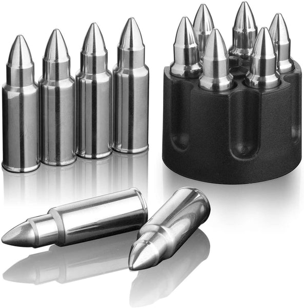 Whiskey Stones Bullets Stainless Steel Inside Realistic Revolver