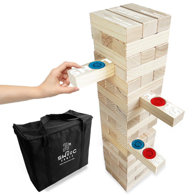 Classic Giant Wooden Blocks Tower Stacking Game, Outdoors Yard Game by Hey!  Play!