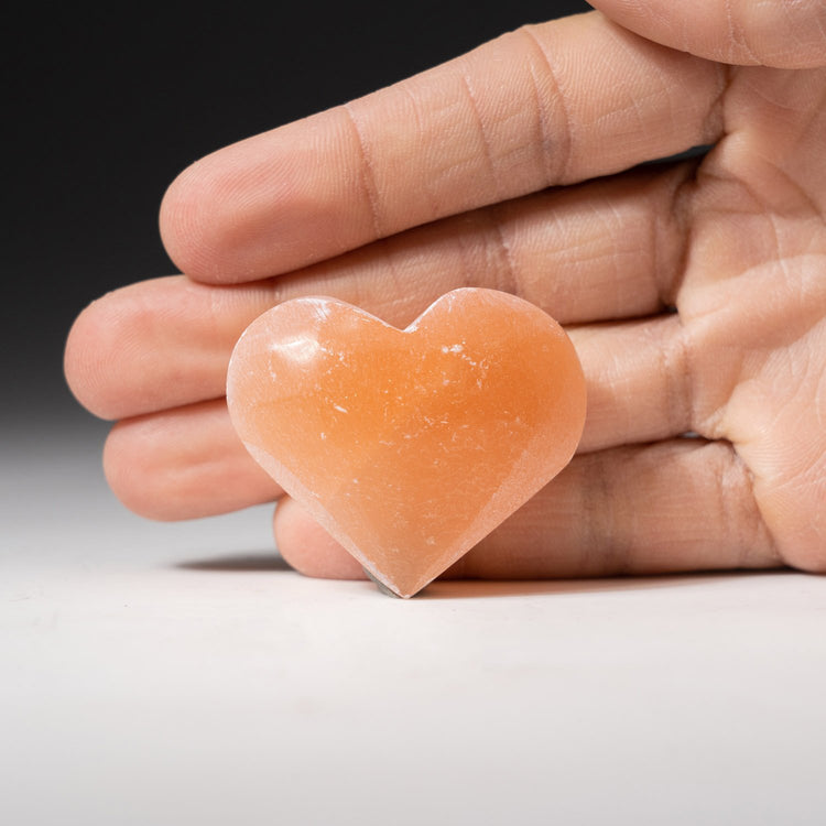 Genuine Natural Orange Selenite Crystal Heart from Morocco (Small)