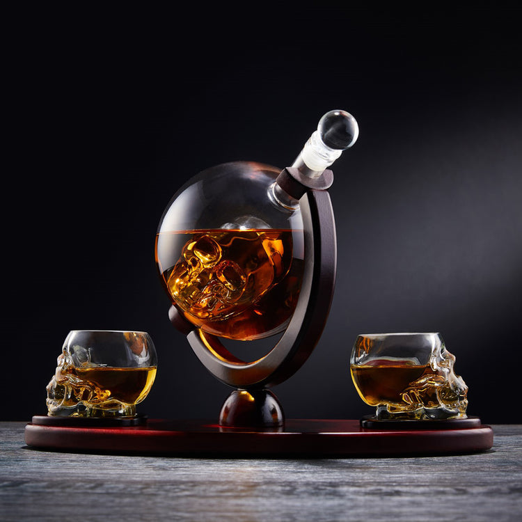 Skull Whiskey Decanter and Matching Skull Glasses Gift Set